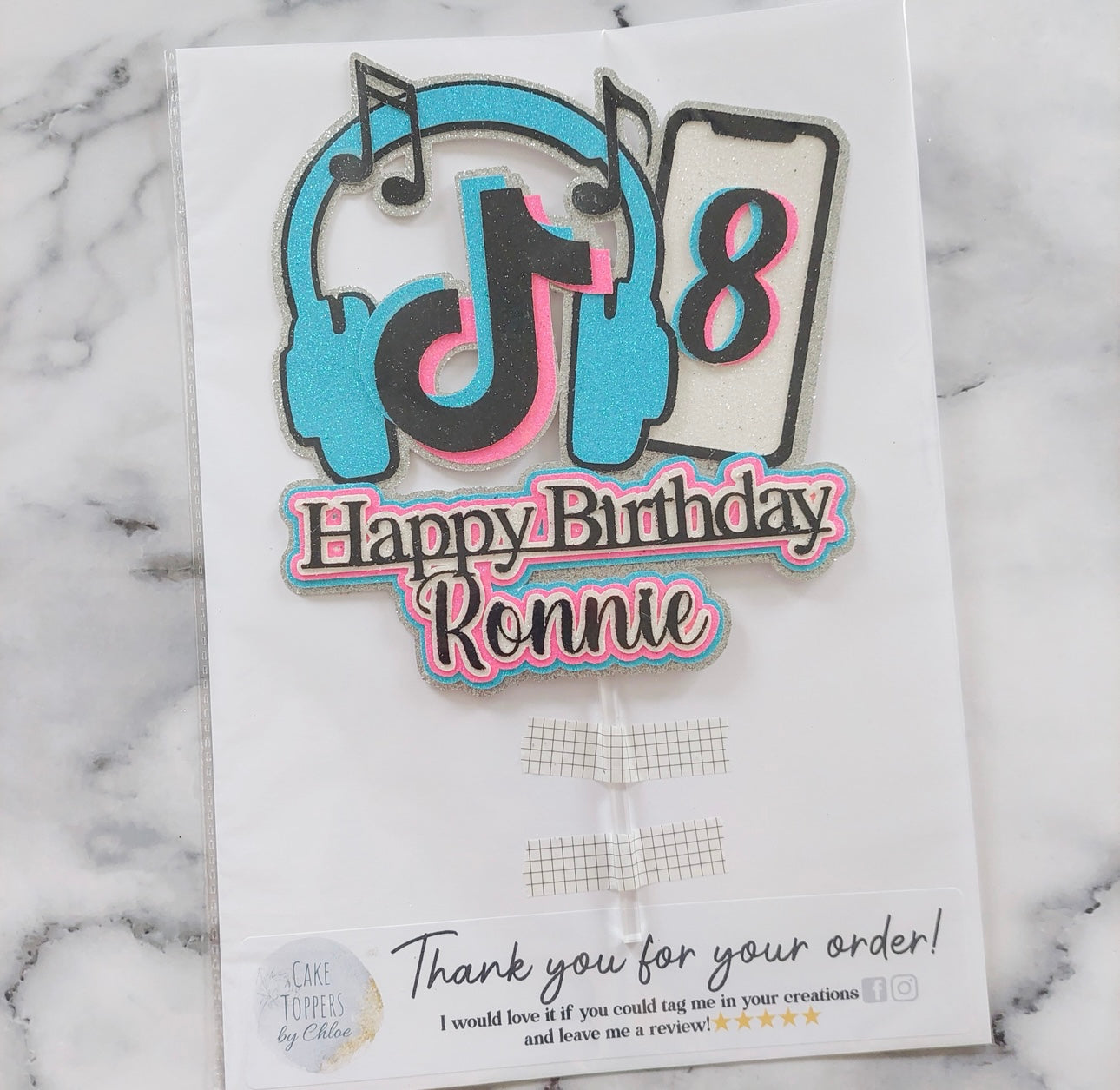 Tik Tok Card Topper, Charm, Cupcake Toppers