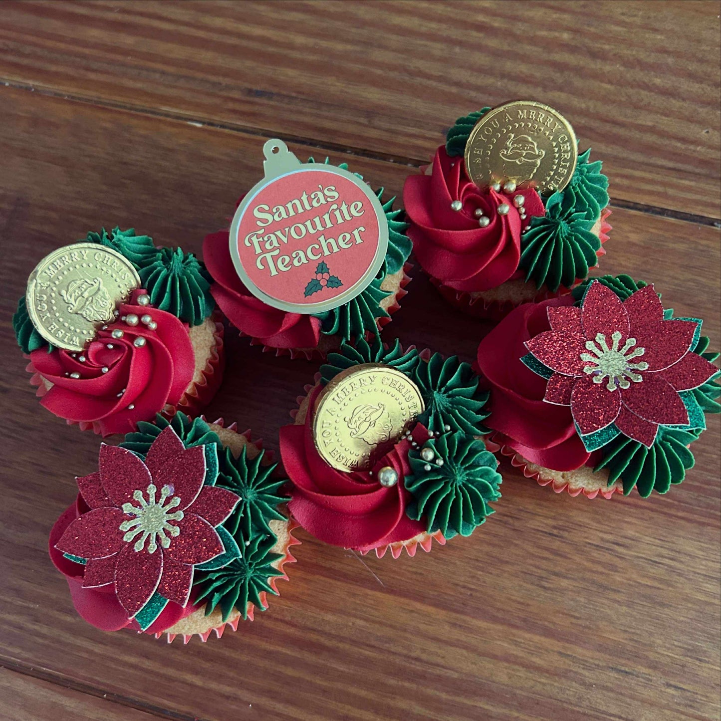 Santa’s Favourite Teacher Card Cupcake Topper