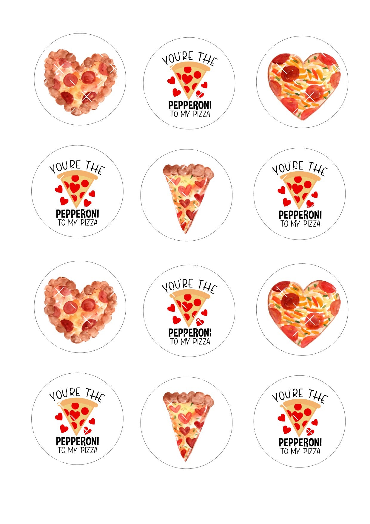 You're the pepperoni to my pizza Icing Sheet Cupcake Toppers