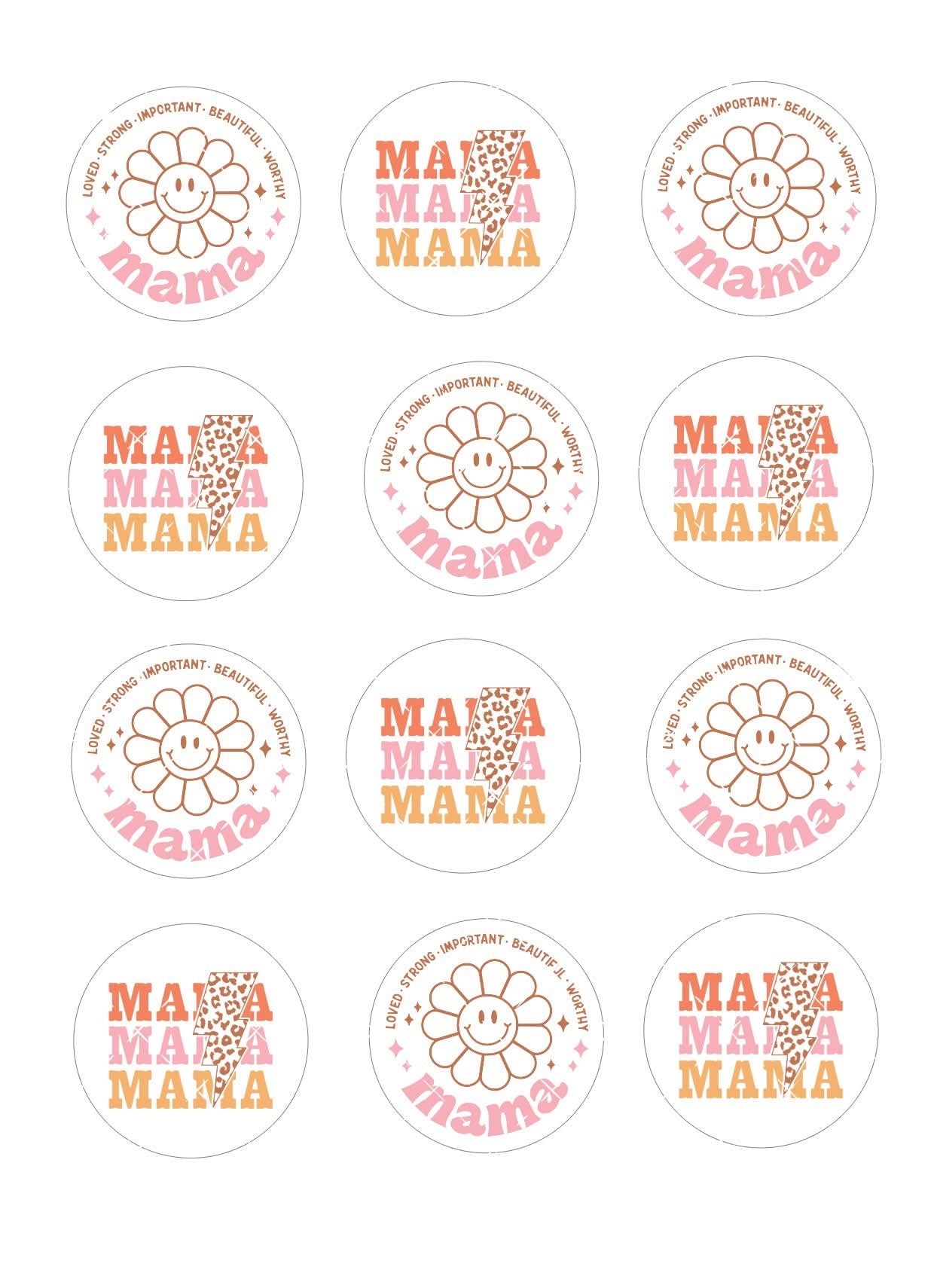 Retro Mama Mother's Day Icing Sheet Cupcake Toppers