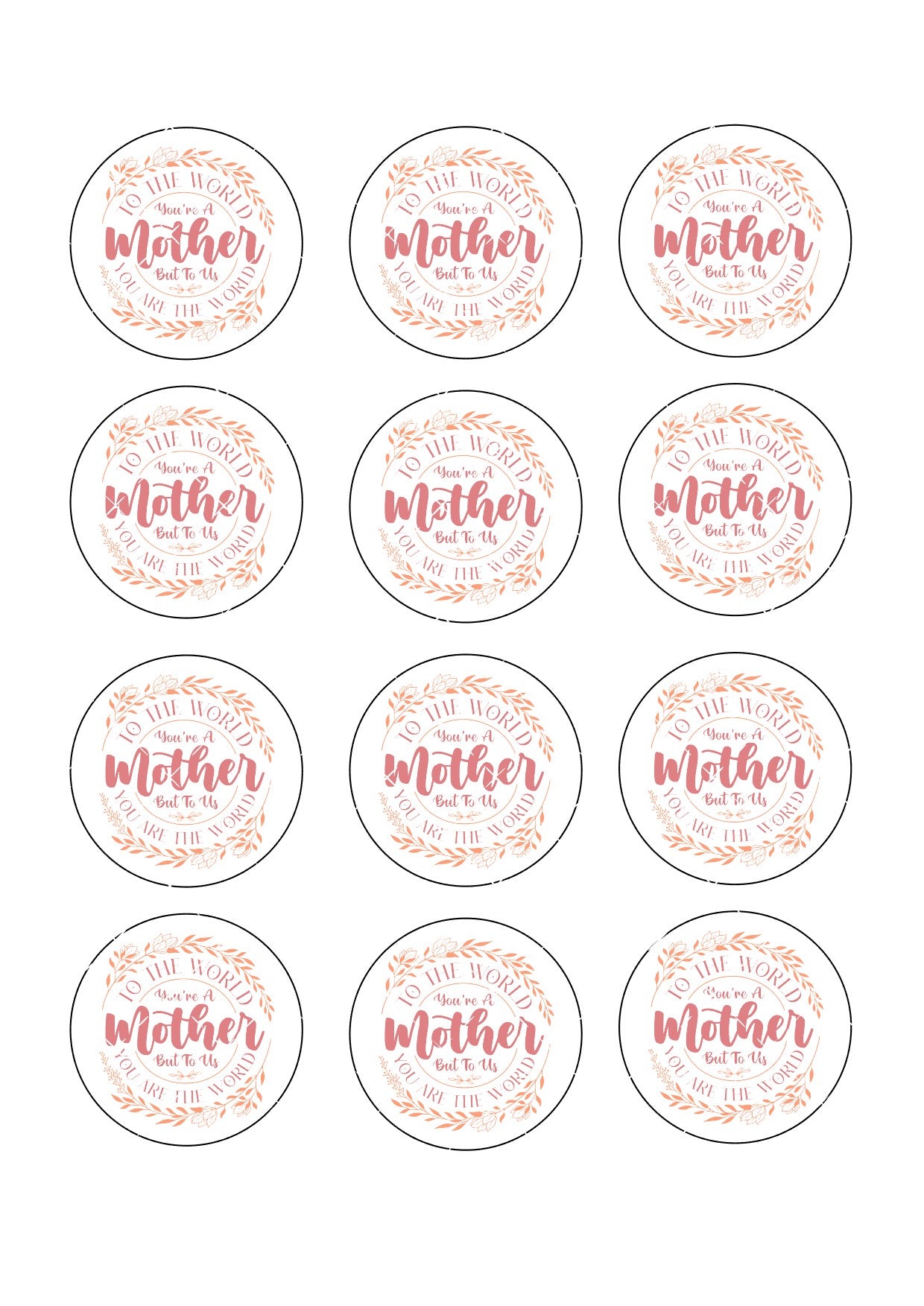 Delicate Quote Mother's Day Icing Sheet Cupcake Toppers