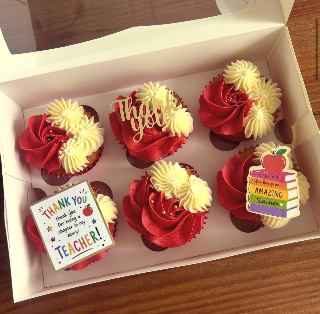 Thank You Teacher Card Cupcake Topper Set of 4