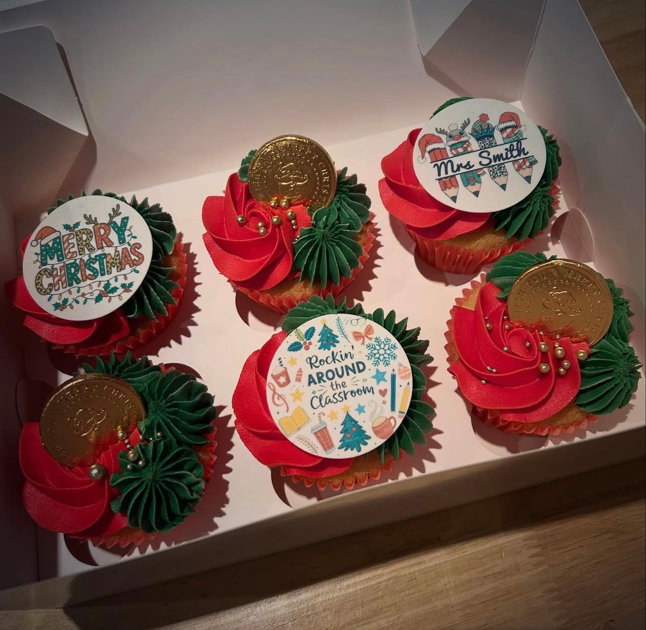 Christmas Teacher Set Cupcake Toppers Icing Sheet