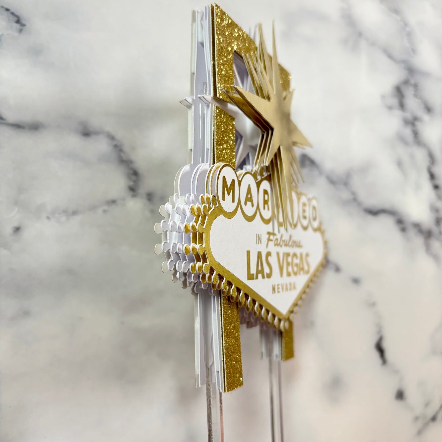 Golden Las Vegas Glitter Card Topper