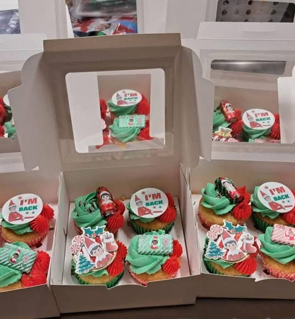 Elf I'm Back Luxury Layered Card Cupcake Toppers Set of 2