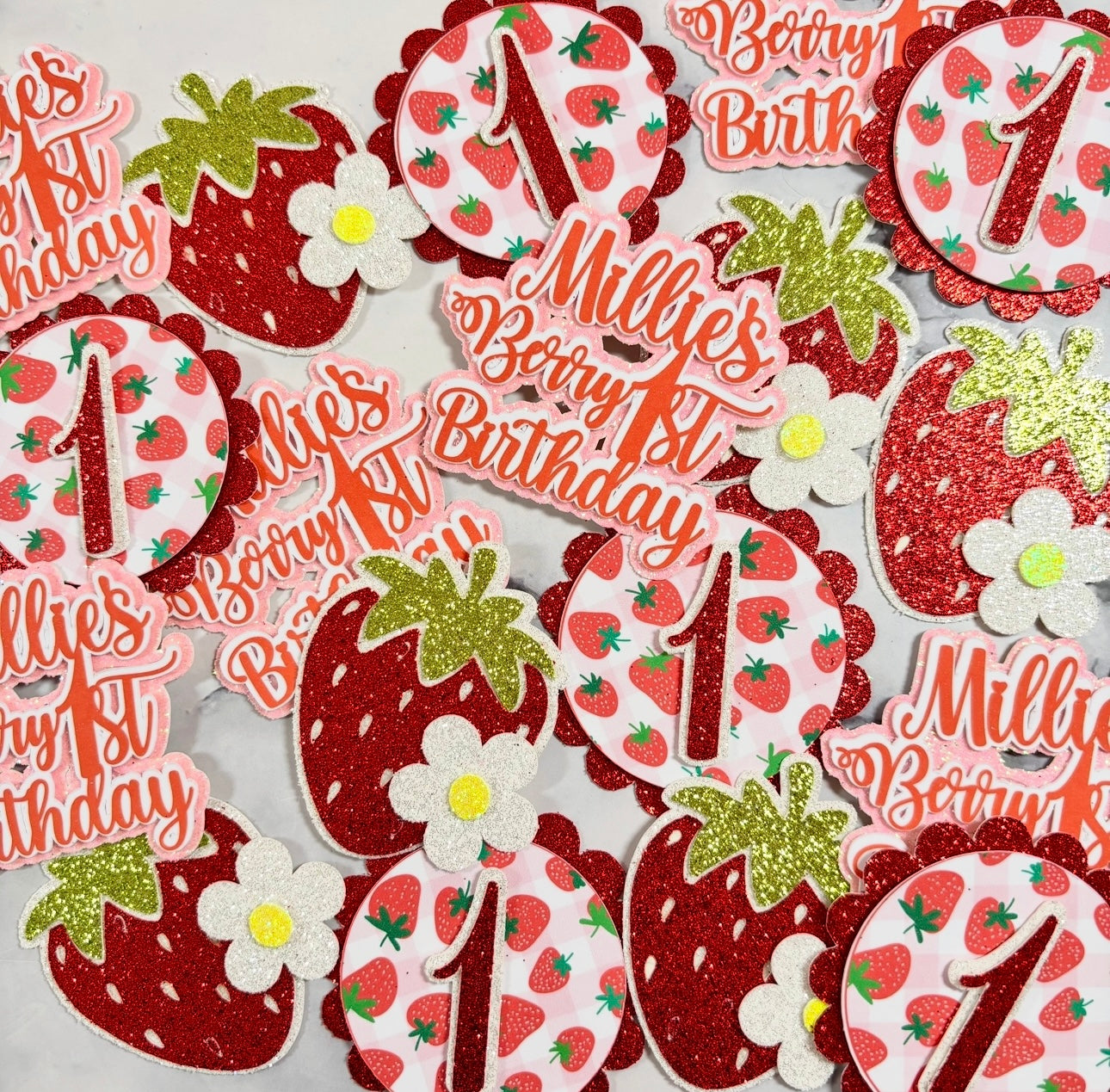 Strawberry Card Cupcake Toppers