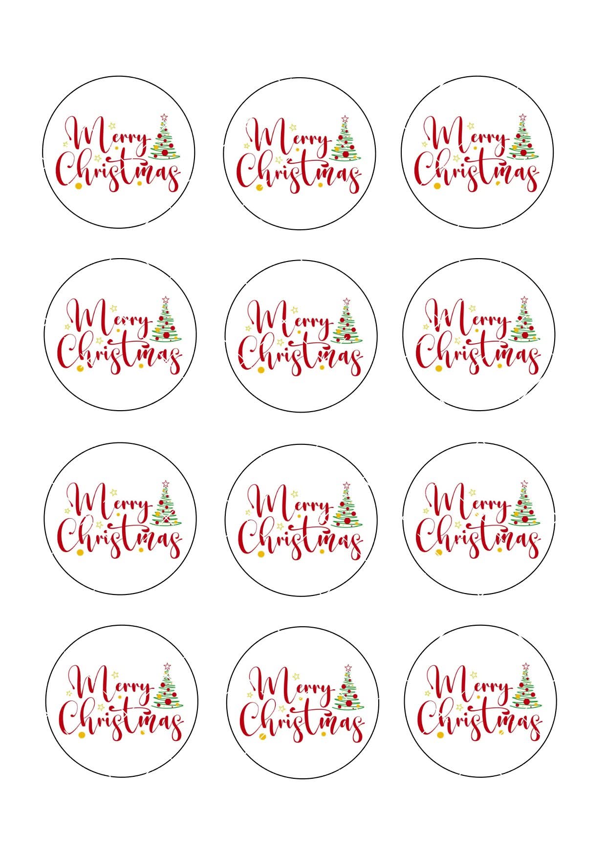 Merry Christmas #5 Cupcake Toppers Icing Sheet