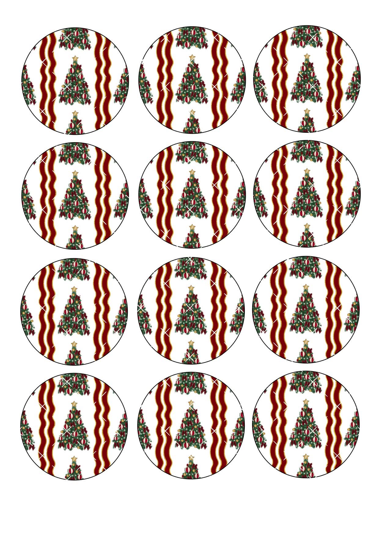 Swirly Tree Icing Sheet Cupcake Toppers