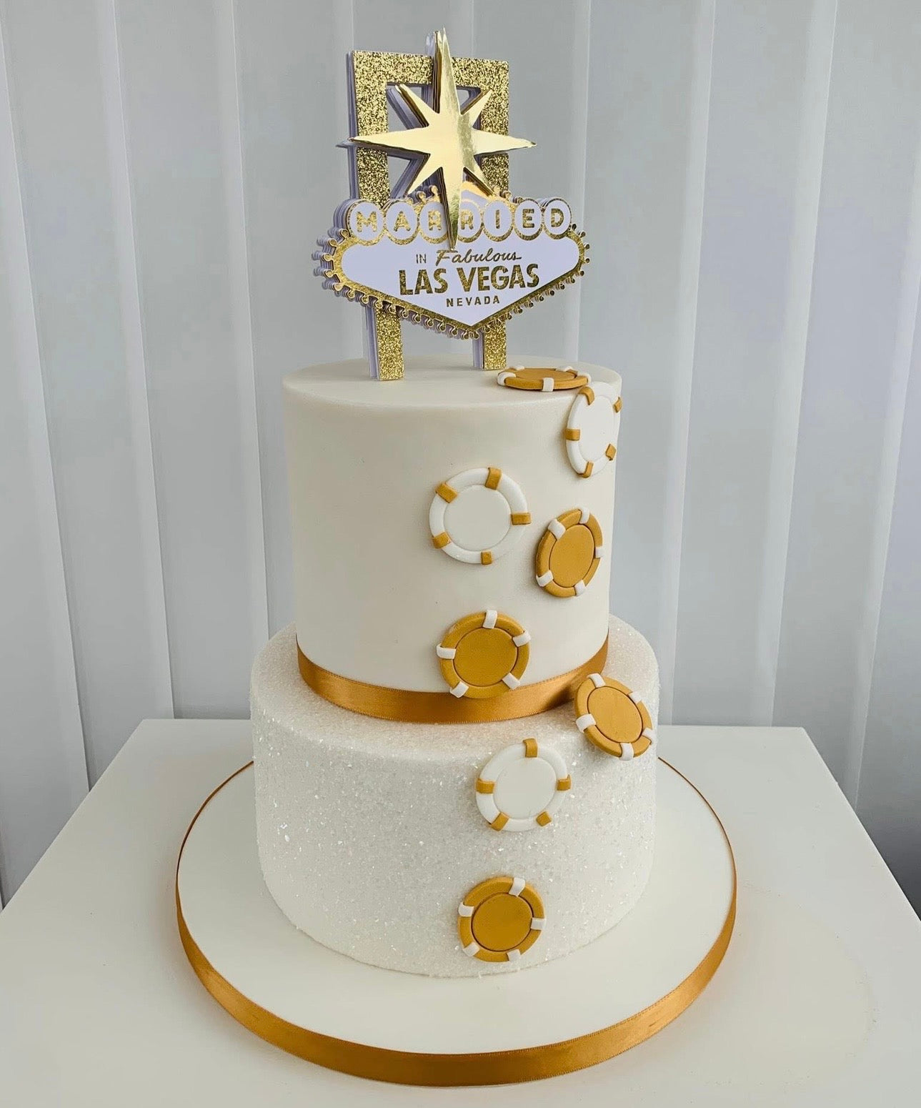 Golden Las Vegas Glitter Card Topper