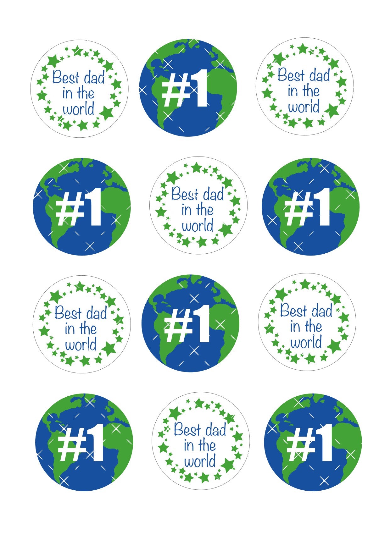 #1 Dad in the world Icing Sheet Cupcake Toppers