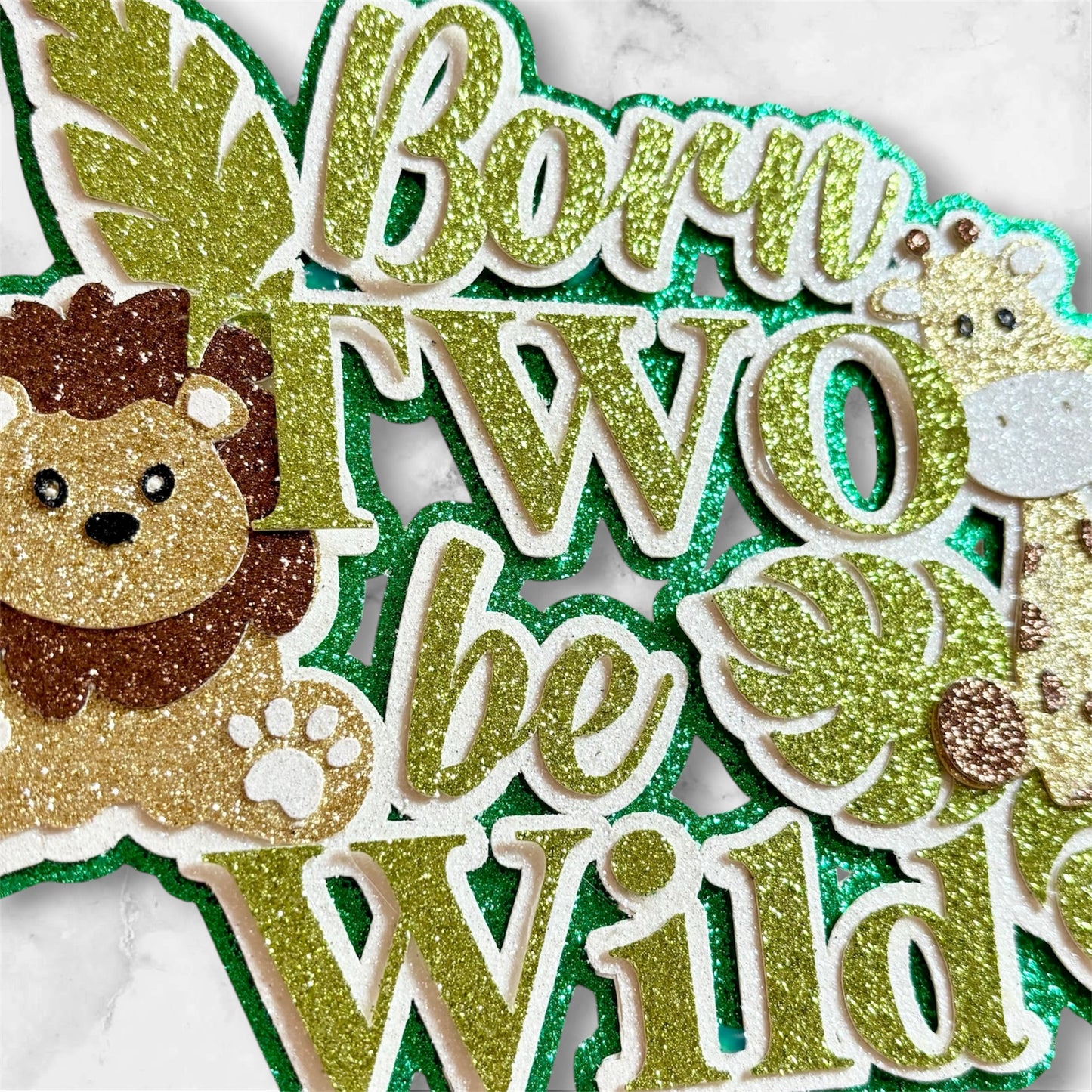 Two Wild Animal Card Cake Topper
