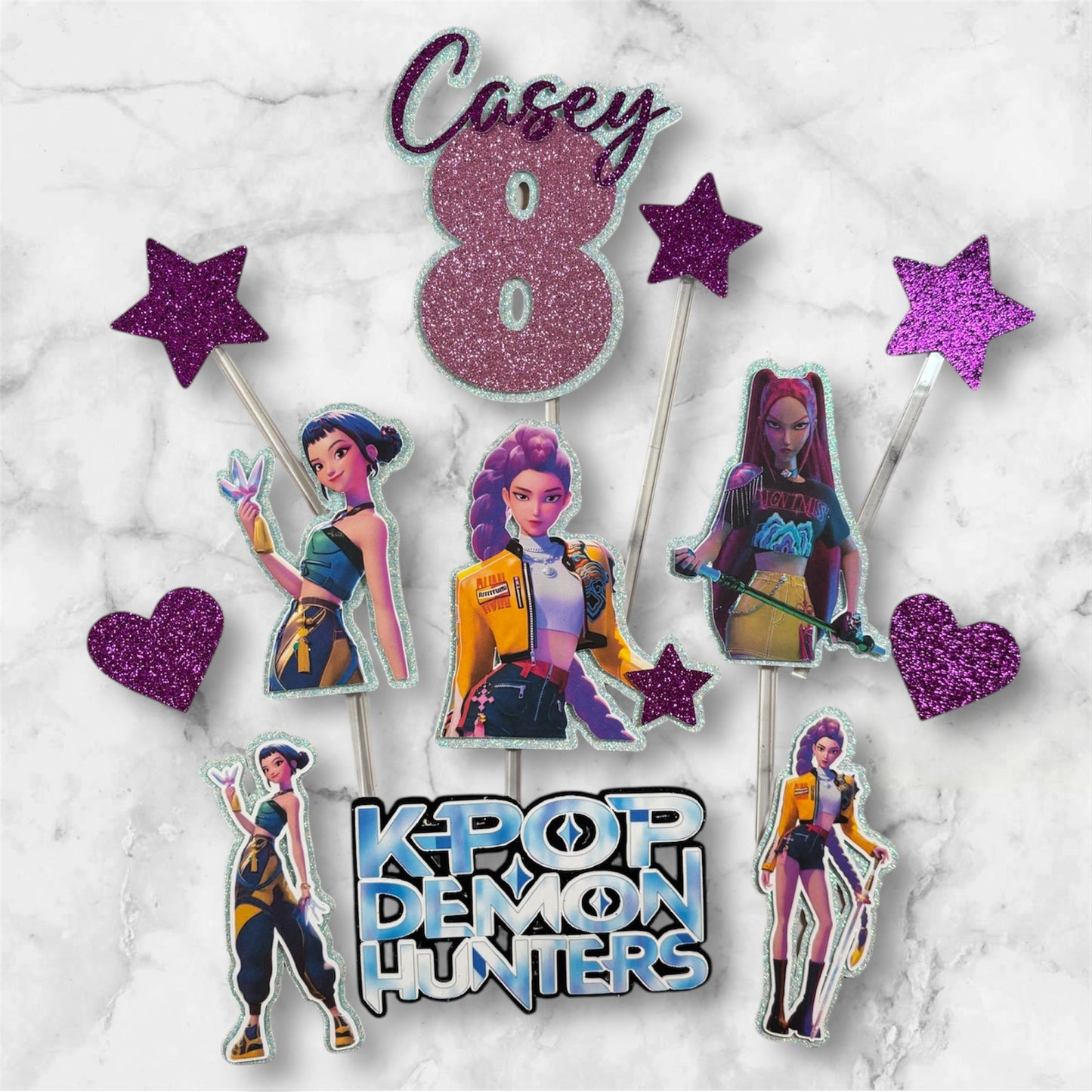 K Pop Glitter Card Topper Set