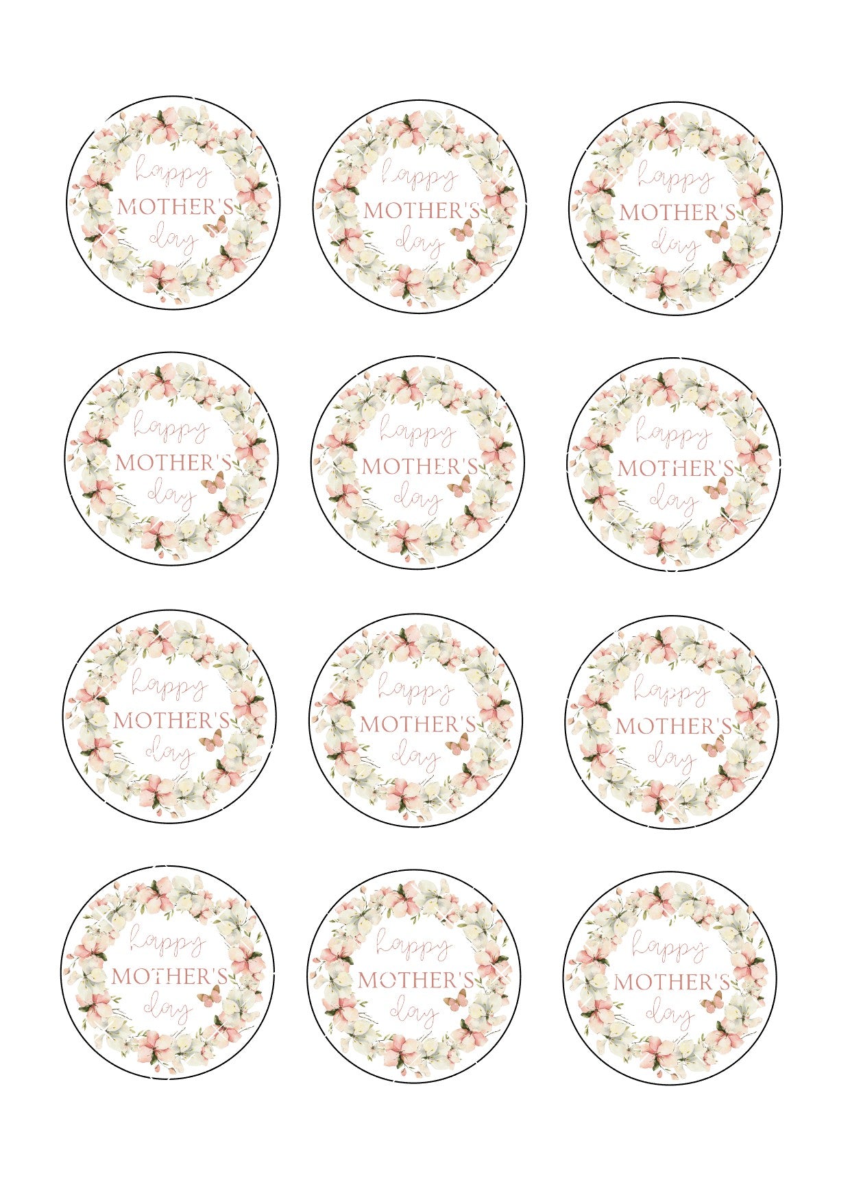Mother's Day Icing Sheet Cupcake Toppers #6