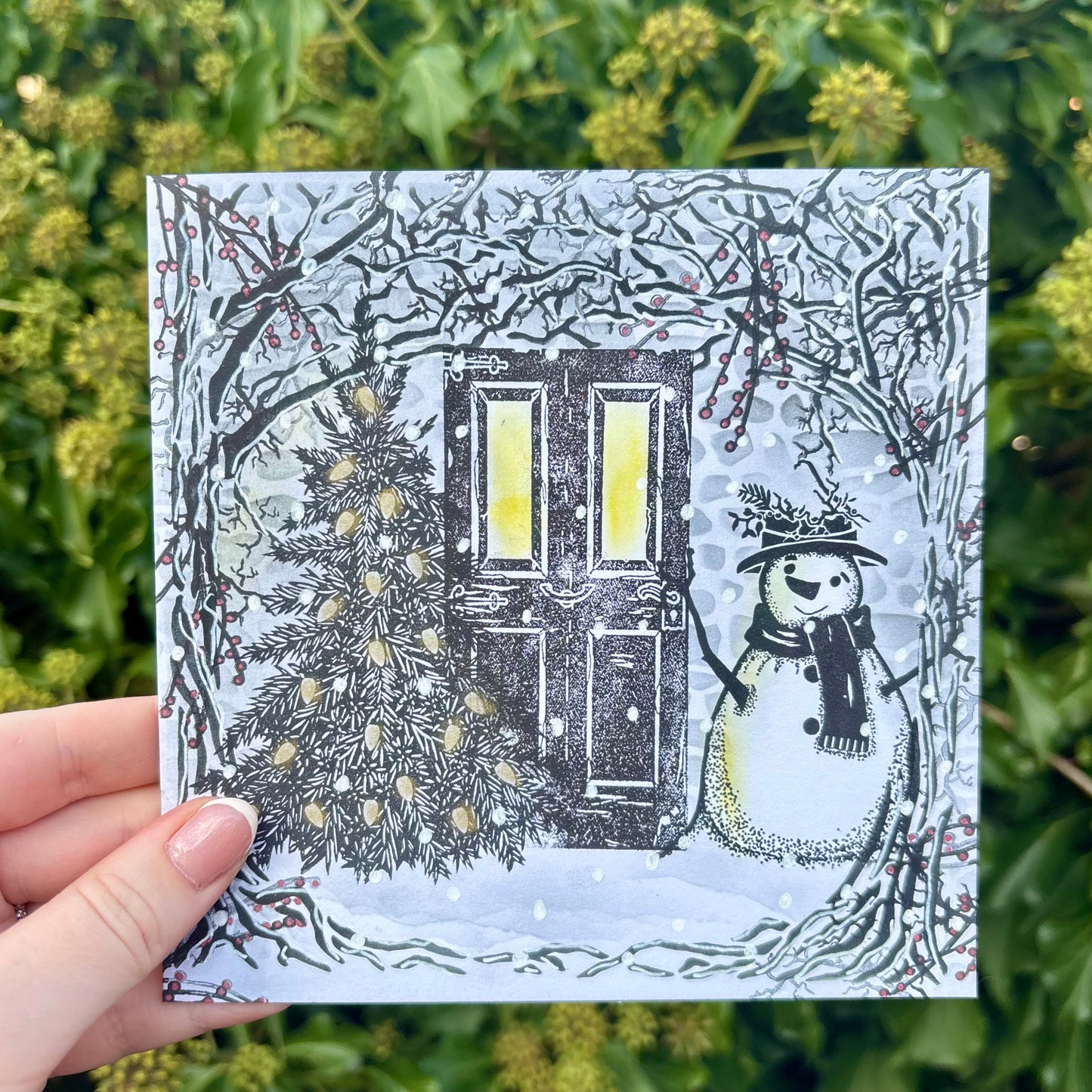 Hand Stamped Christmas Card 2025 #1