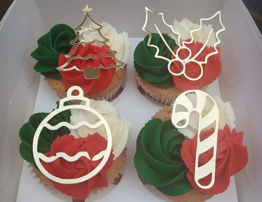 Christmas Silhouette Card Cupcake Toppers Set