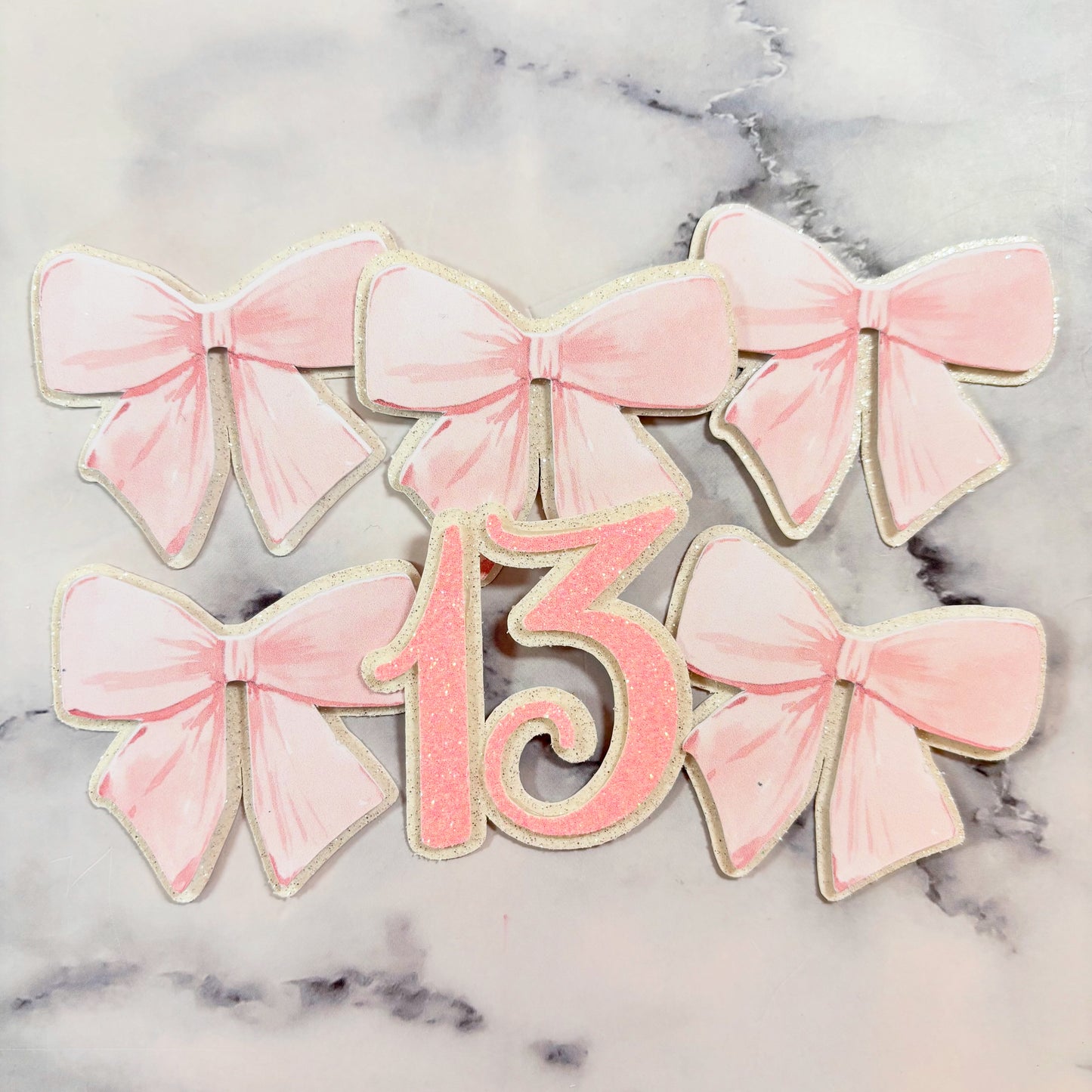 Pink Bow Cupcake Topper Set