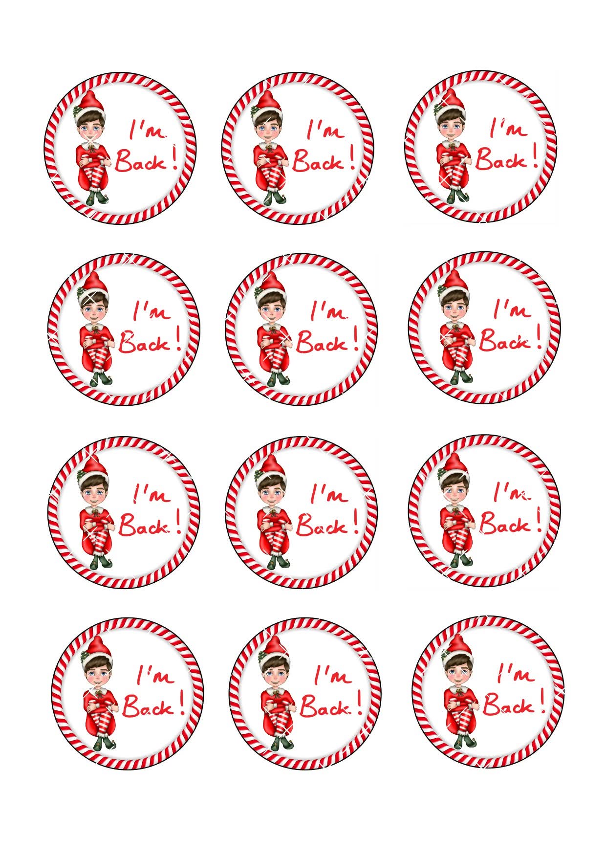 Elf I’m Back #5 Cupcake Toppers Icing Sheet