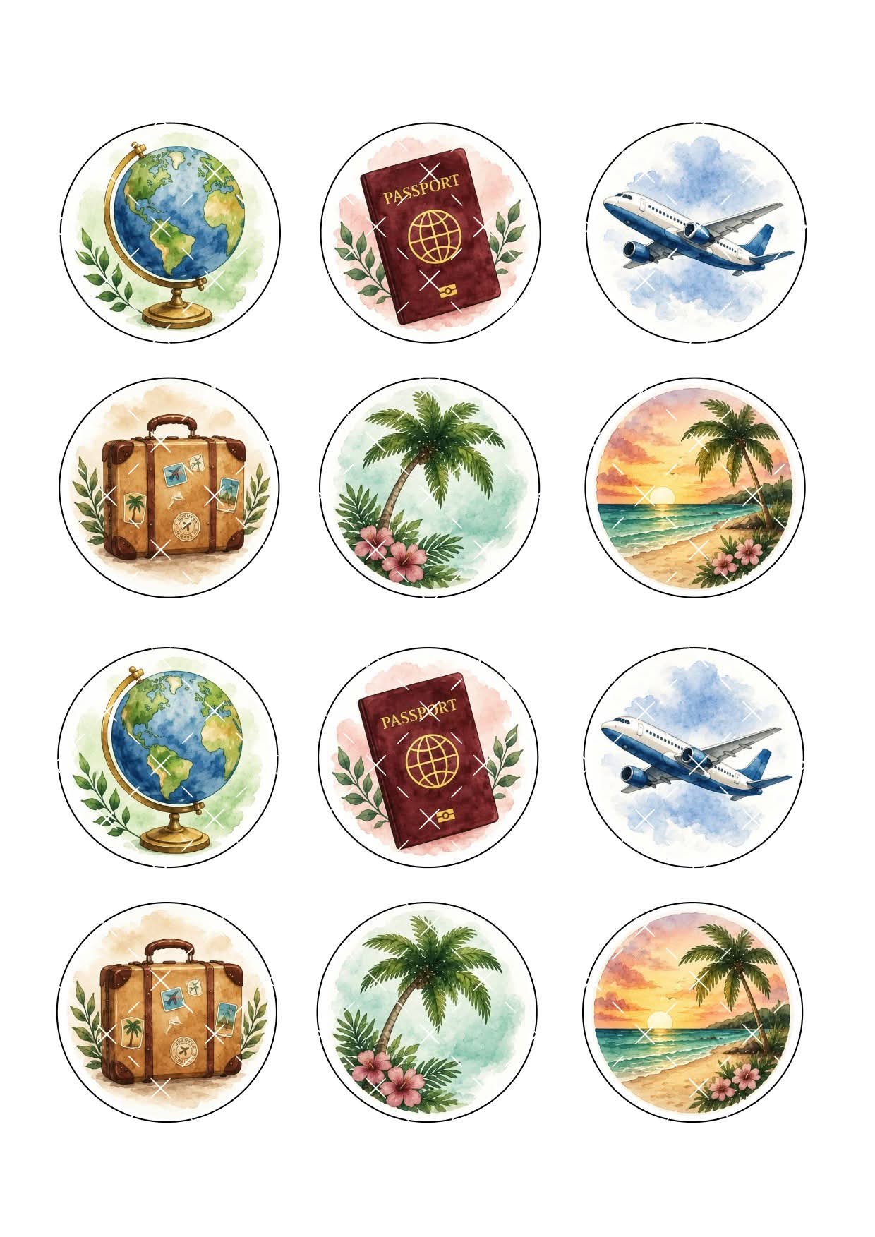 Holiday/Travel the Sea Icing Sheet Cupcake Toppers