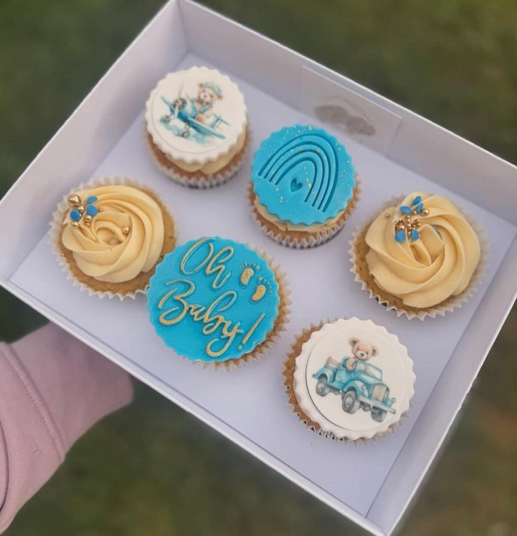 Blue Baby Bear Icing Sheet Cupcake Toppers