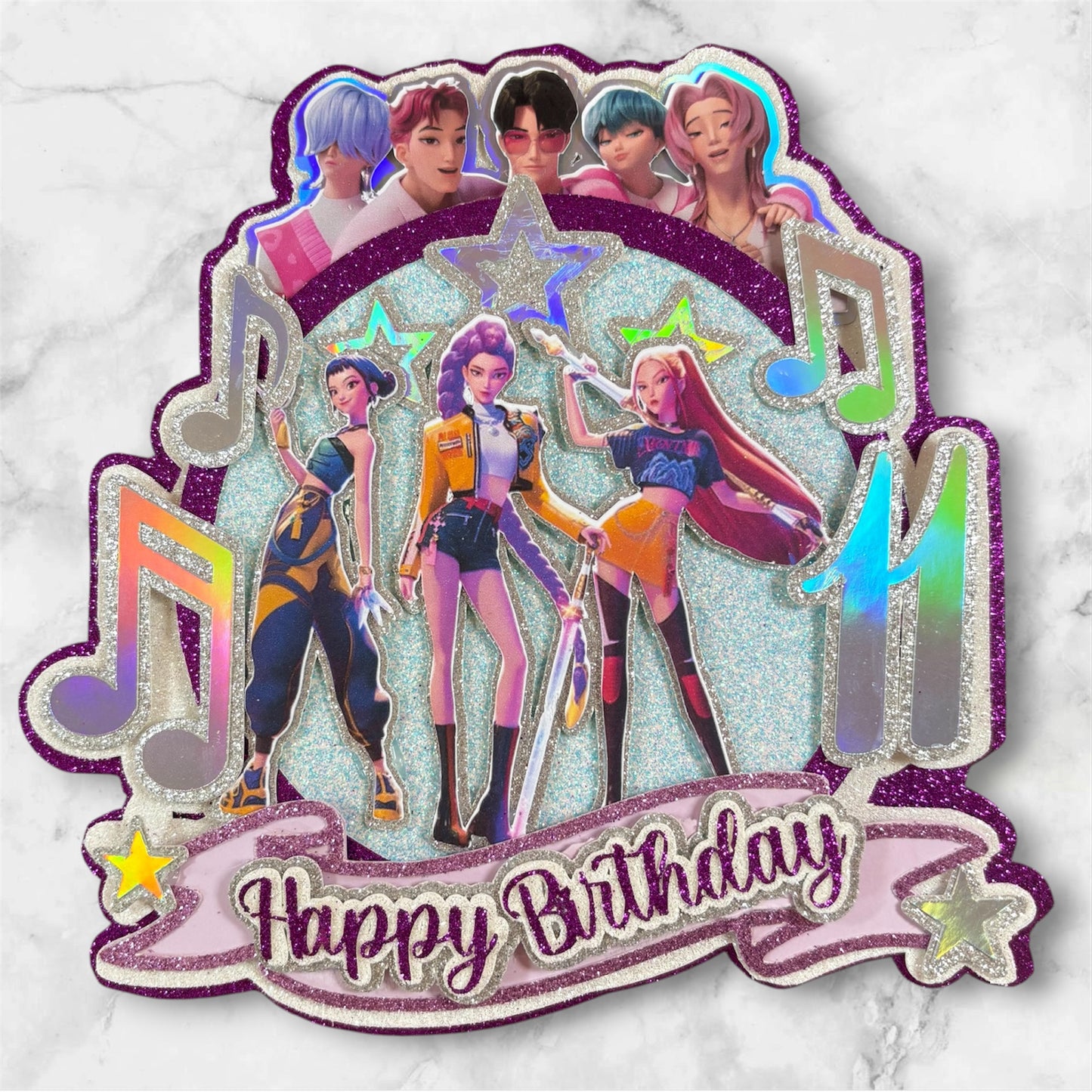 K Pop Glitter Card Topper