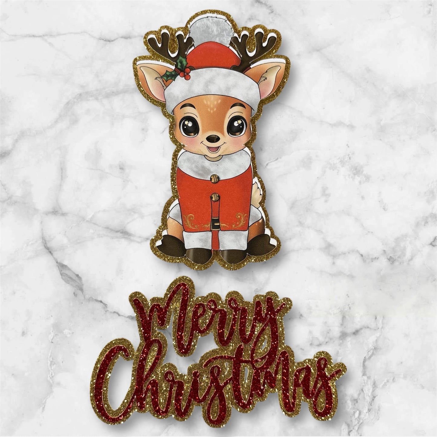Reindeer Card Cake Topper Set