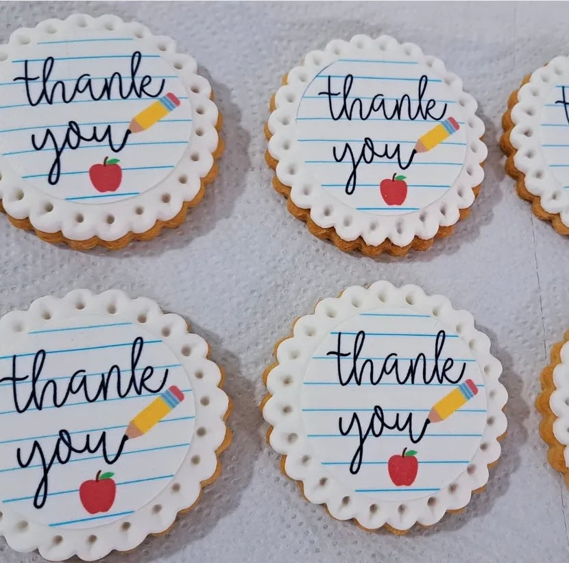 Thank You School Icing Sheet Cupcake Toppers