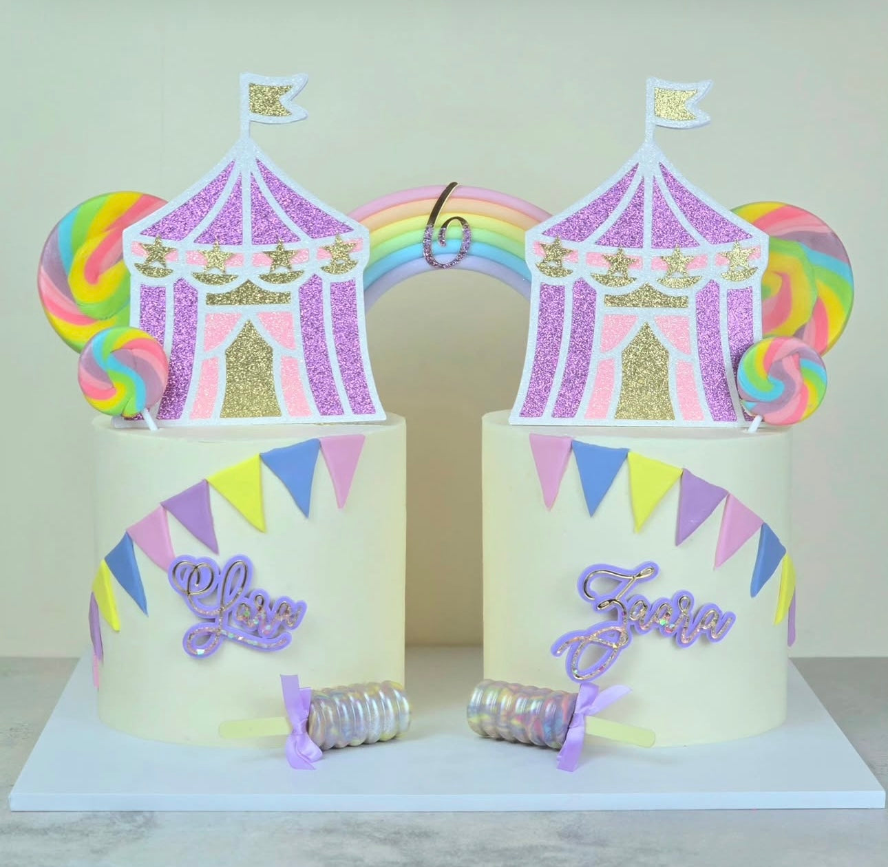 Circus Tent Glitter Card Cake Topper