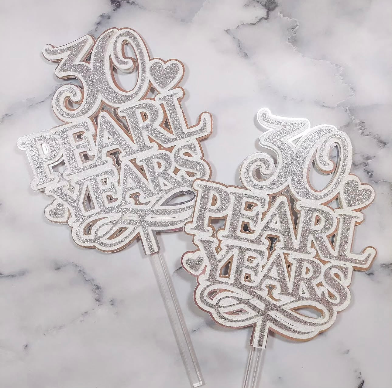 30 Pearl Years Anniversary Card Cake Topper