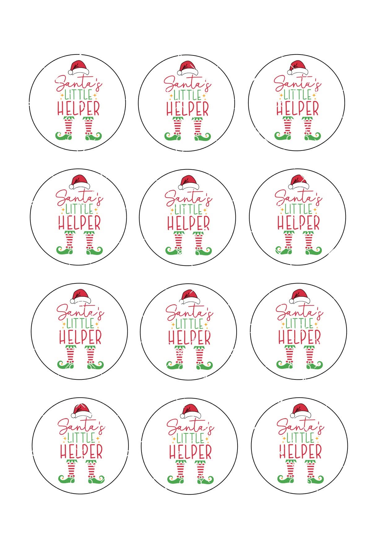 Santa’s Little Helper Cupcake Toppers Icing Sheet
