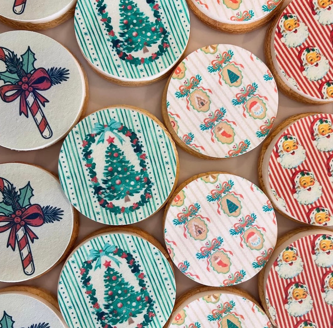 Vintage Christmas #3 Cupcake Toppers Icing Sheet