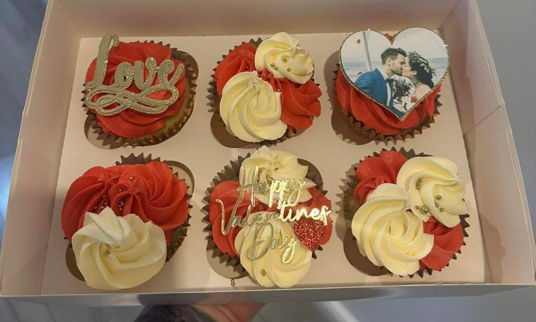 Set of 2 Valentines Card Cupcake Toppers