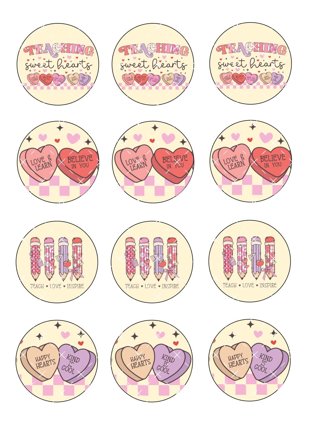 Valentines Teacher #26 Icing Sheet Cupcake Toppers