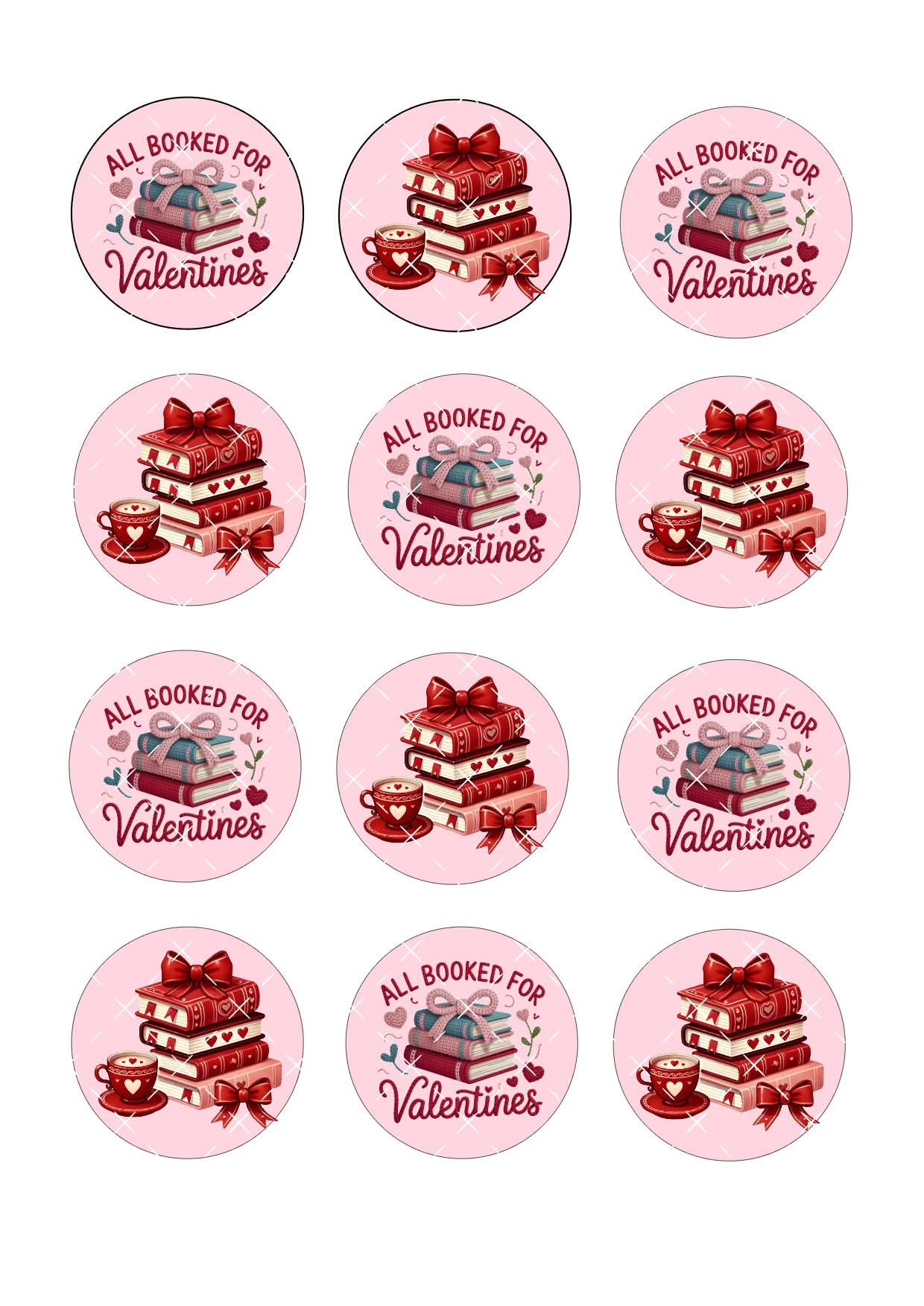 I’m booked for Valentines book lover Icing Sheet Cupcake Toppers