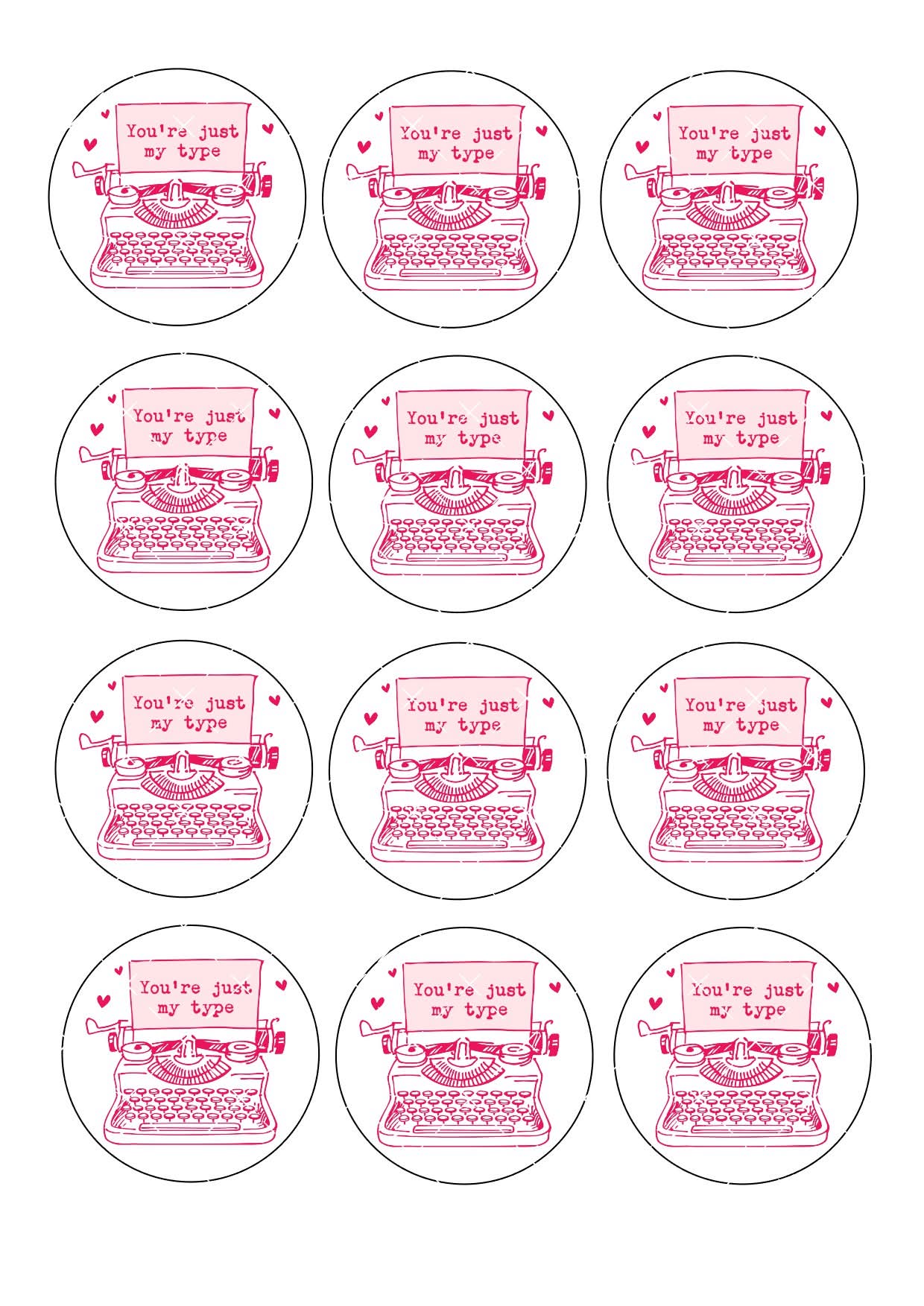 Typewriter Icing Sheet Cupcake Toppers