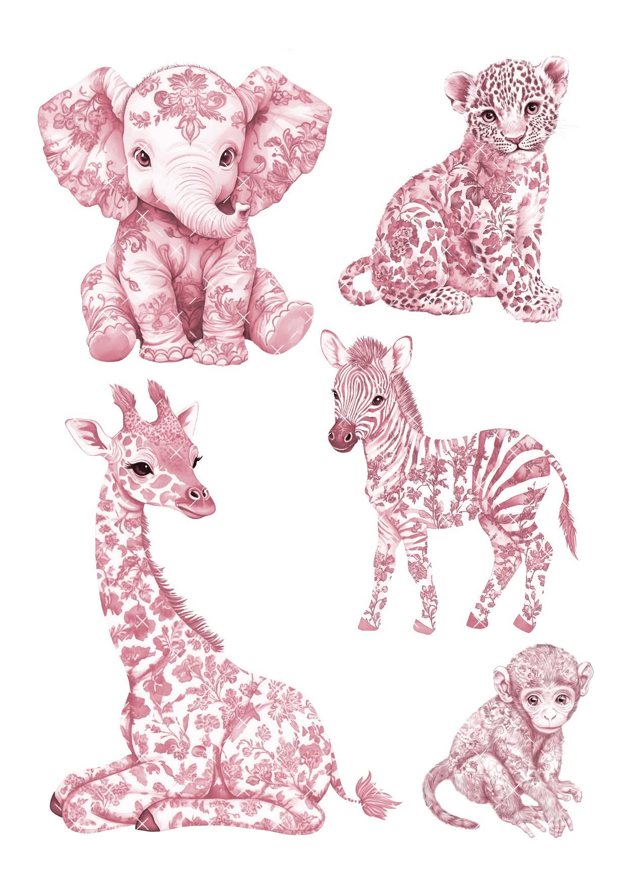 Chinoiserie Pink Safari Icing Sheet