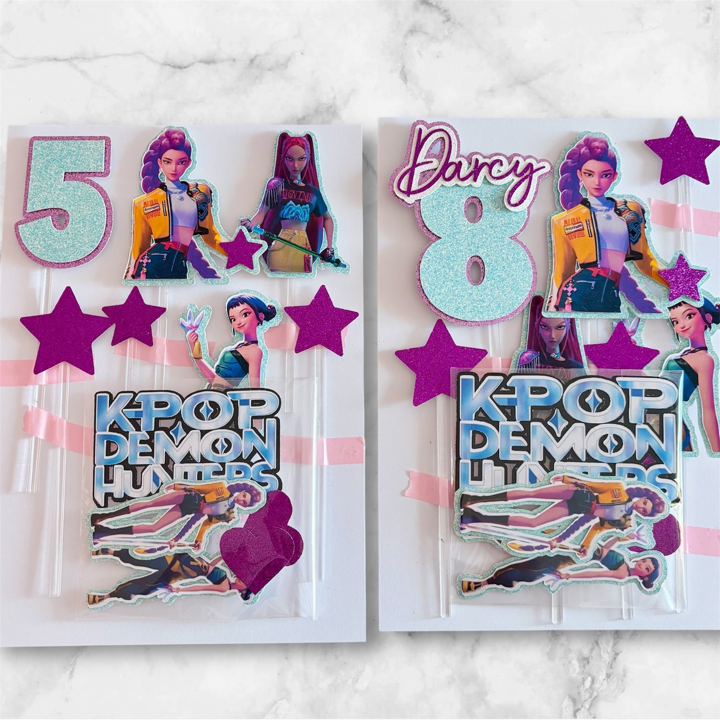 K Pop Glitter Card Topper Set