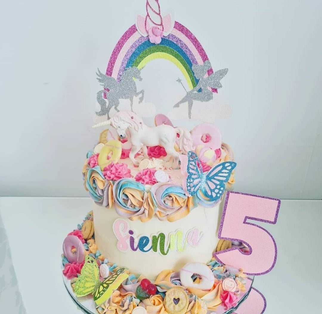 Rainbow Unicorn Fairy Cake Topper Set