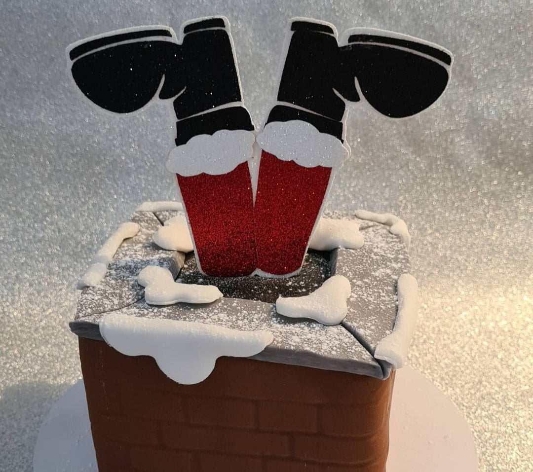 Santa Legs Card Cake Topper