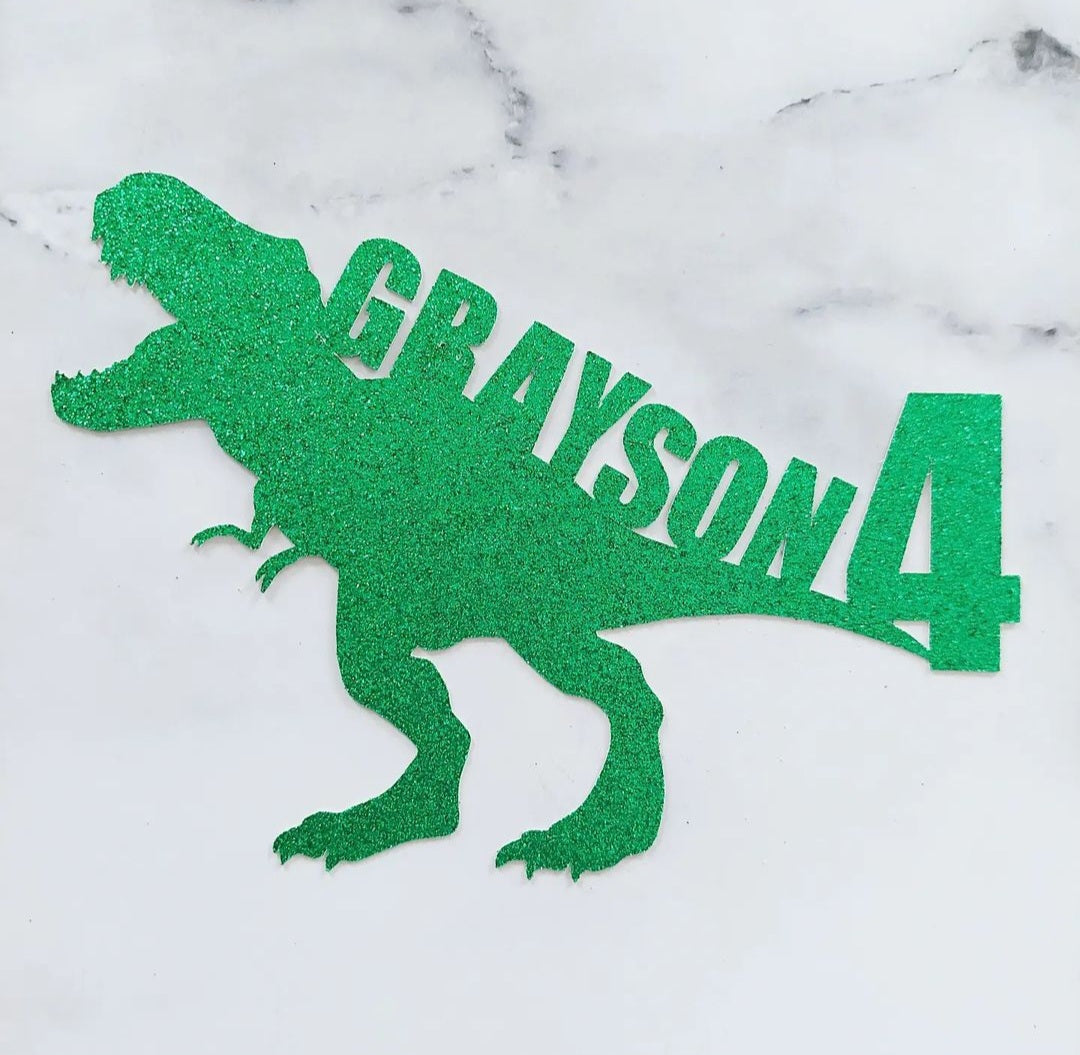 Glitter/Mirror Card Dinosaur #2 Cake Topper