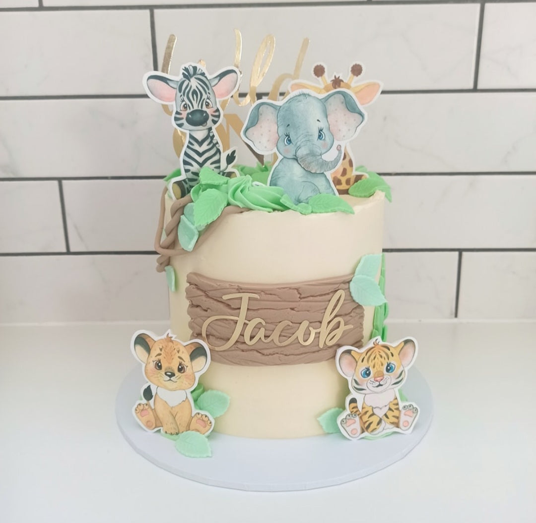 Safari animals icing sheet cake toppers