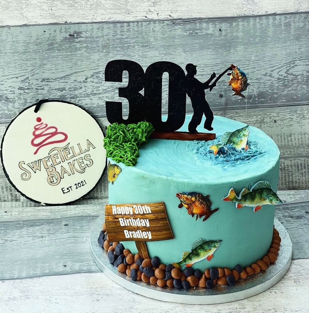 Fishing Number Card Cake Topper