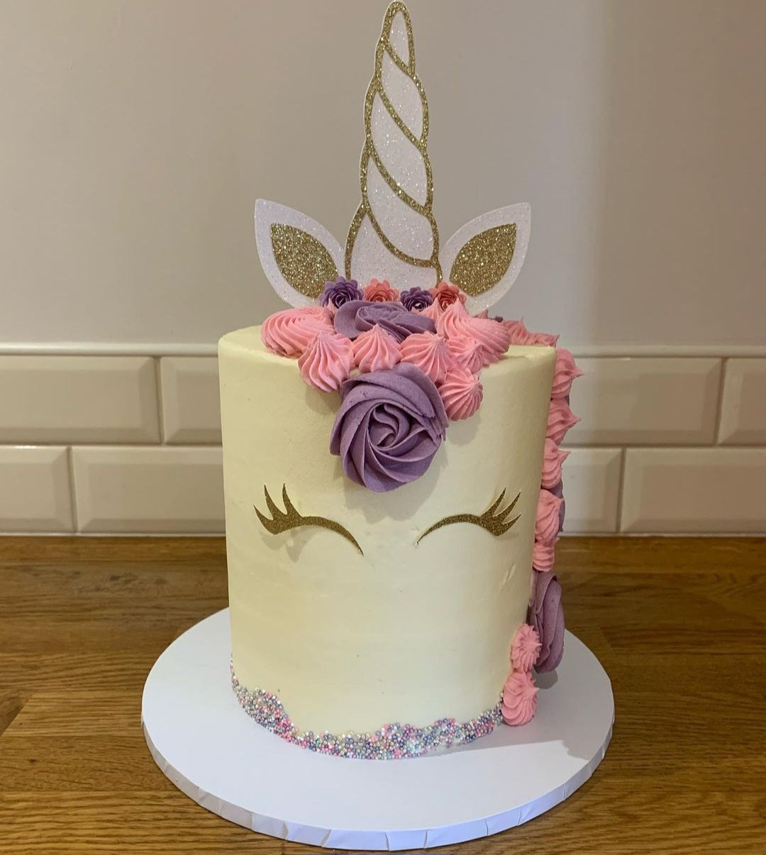 Floral Unicorn Horn Cake Topper Set