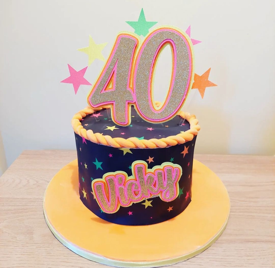 80s Number Topper & Name Charm