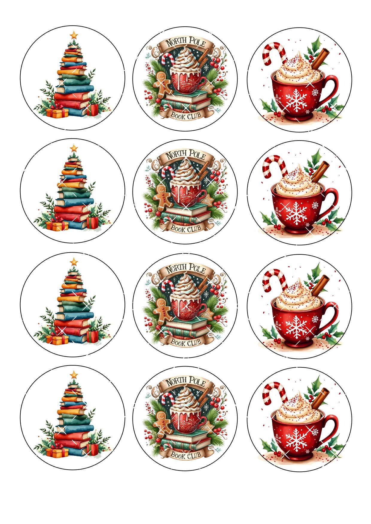 Christmas Book Icing Sheet Cupcake Toppers