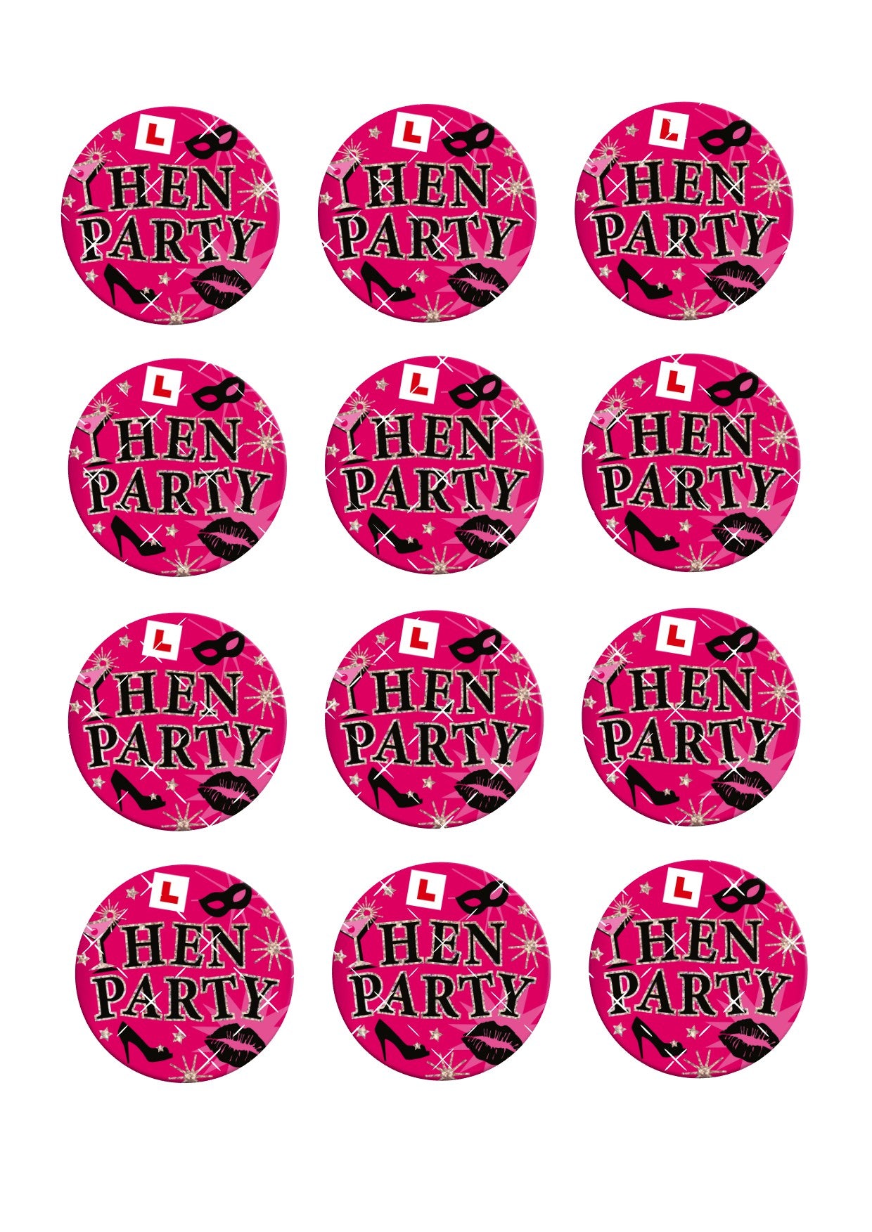 Hen Party #1 Icing Sheet Cupcake Toppers