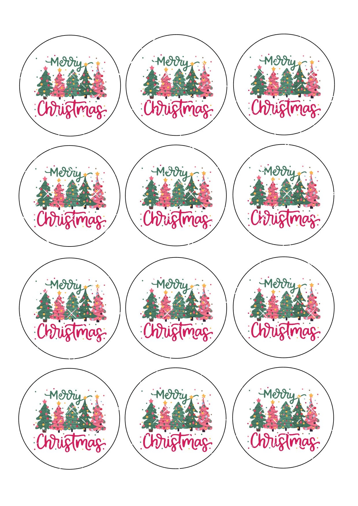 Merry Christmas #5 Icing Sheet Cupcake Toppers