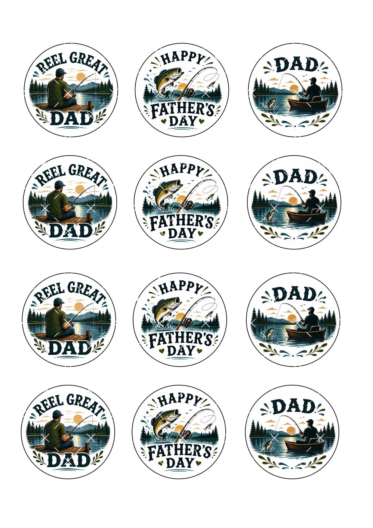 Fishing Father’s Day Icing Sheet Cupcake Toppers