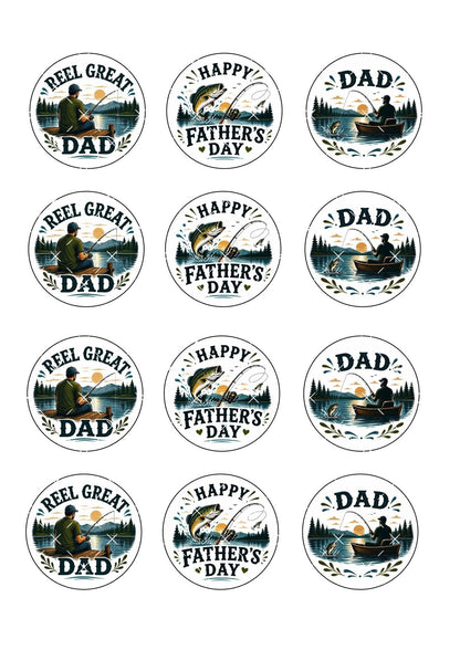 Fishing Father’s Day Icing Sheet Cupcake Toppers