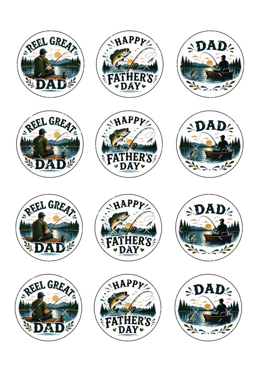 Fishing Father’s Day Icing Sheet Cupcake Toppers