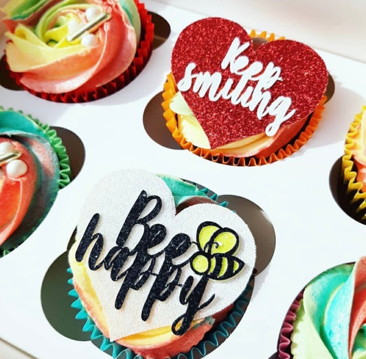 Keep Smiling Bee Happy Card Cupcake Topper Set